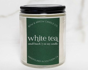 Soy Candle White Tea Scented | 7 oz Container Candle | Tea Soy Candle | White Tea Scented Soy Candle | Eco-Friendly Gift Idea | Spa Candle