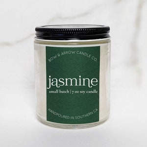 Soy Candle Jasmine Scented | 7 oz Container Candle | Jasmine Candle | Floral Scented | Scented Soy Candle | Mother&#39;s Day Gift Idea Candle