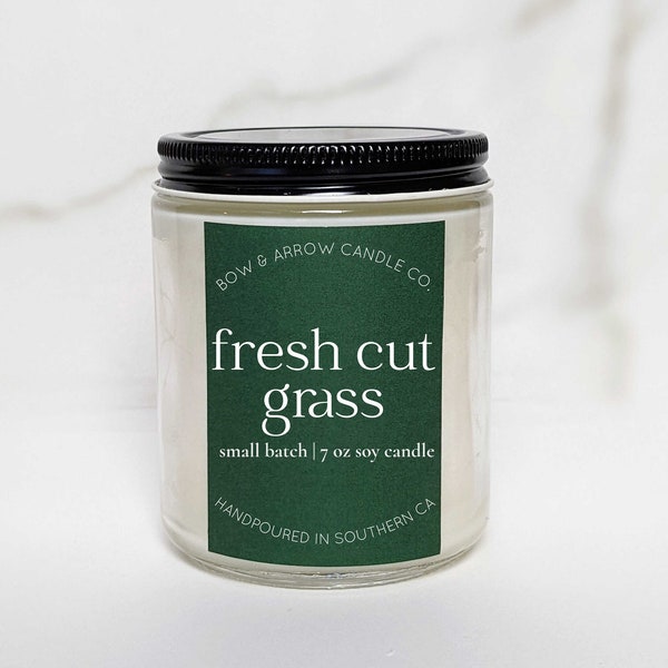 Soy Candle Grass Scented | 7 oz Container Candle | Fresh Cut Grass | Grass Scented | Scented Soy Candle | Masculine Candle | Gift For Him