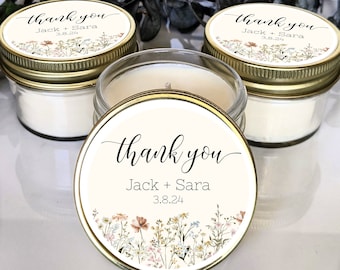 Bulk Wedding Favor Candles | Soy Wax Candles for Wildflower Themed Wedding or Shower |