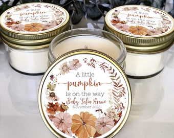 Bulk 25 Baby Shower Favors | Little Pumpkin Baby Shower | Fall Autumn Baby | Soy Candle Mason Jar Favor | Custom Baby Shower Gift forGuests