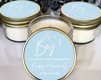 25 Bulk Baby Shower Candle Favors | Minimalist Modern Baby Shower Candle | Bulk Customized 4 oz Soy Candle Mason Jar Favor Gifts for Guests