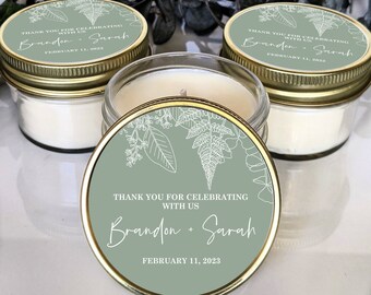 Bulk Set of Customized Favor Candles | Personalized Candle Favors for Guests | 4 oz Mason Jar Soy Wax Candle | Bulk Wedding And Shower Gift