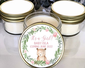 Set of 12 Baby Shower Favors | Bear Baby Shower | It's a Boy | It's a Girl | Custom Favor | Soy Candle Mason Jar Favor | Baby Shower Favor