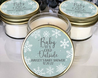 Bulk 25 Baby Shower Favors | Winter Baby Shower | Boho Snowflake | Custom Candle | Soy Candle Mason Jar Favor | Custom Baby Shower Gift