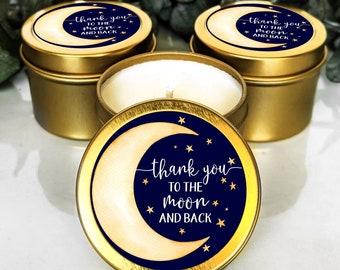 Set of 10 Moon and Stars Baby Shower Favor Candles | Custom Baby Shower Favor | Personalized Gift | Candle Gift | Soy Candles | Party Favor