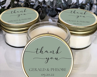 Bulk Set of 25 Customized Wedding Favor Candles | Eco-Friendly Gift | Personalized Candle Favors | 4 oz Mason Jar Candle | Bulk Wedding Gift