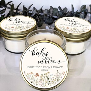 Soy Candle Favor for Baby in Bloom Wildflower Theme Baby Shower | Soy Wax Candles for Bohemian Boho Baby Shower | Bulk Gifts for Guests
