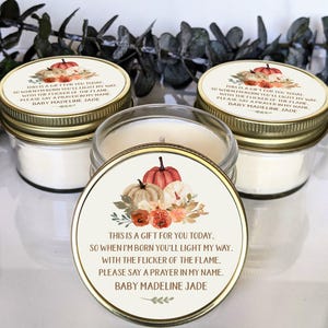 Bulk Baby Shower Favors | Little Pumpkin Baby Shower | Prayer Poem for Baby | Soy Candle Mason Jar Favor | Custom Baby Shower Gift for Guest