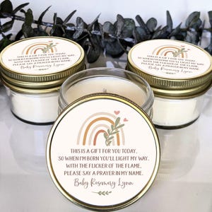 Bohemian Rainbow Baby Shower Candle Favors | Bulk Soy Wax Candles for Boho Baby Shower | Small Candle Party Favor Gifts for Guests