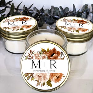 Bulk Customized Party Favor Candles | Bohemian Wedding Shower Gift For Guest | Eco-Friendly Personalized 4 oz Soy Candles Terracotta Orange
