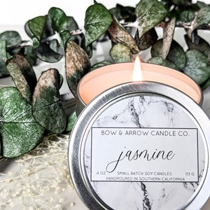 4 oz Natural Soy Candle Jasmine Scented | 4 oz Tin Candle | Jasmine Scented Candle | Jasmine Blossom | Floral Scented Candle | Gift Idea