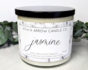 18 oz Natural Soy Candle Jasmine Scented | Double Wick Candle | Soy Candle | Eco-Friendly Gift | Floral Candle | Jasmine Scented | Gift Idea