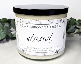 18 oz Natural Soy Candle Almond Scented | 18 oz Double Wick Candle | Soy Candle | Almond Oil Candle | Lotion Candle | Eco-Friendly Gift Idea