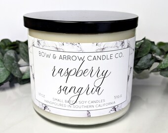 18 oz Natural Soy Candle Raspberry Sangria Scented | 18 oz Double Wick Candle | Soy Candle | Eco Friendly Gifts | Raspberry Candle | Fruity