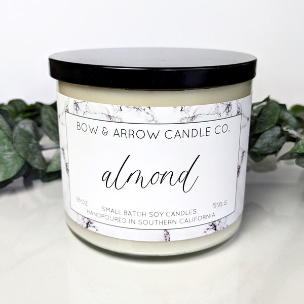 18 oz Natural Soy Candle Almond Scented | 18 oz Double Wick Candle | Soy Candle | Almond Oil Candle | Lotion Candle | Eco-Friendly Gift Idea