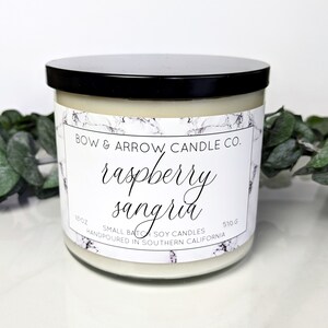 473 ml naturligt sojaljus med doft av hallonsangria | 473 ml dubbelveksljus | Sojaljus | Miljövänliga presenter | Hallonljus | Fruktig