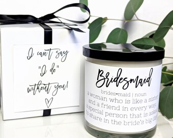 Bridesmaid Proposal Gift Candle | Will You Be My Bridesmaid | Bridesmaid Soy Candle | Bridesmaid Gift | Bridal Party Gift | Gift Under 25