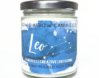 Soy Candle Zodiac Collection | Astrology Candles | Constellation Candle | Soy Candles | Leo Candle | Celestial Gift Idea | Zodiac Signs