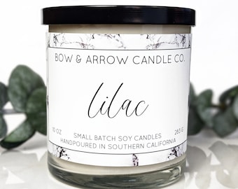 Soy Candle Lilac Scented | 10 oz Candle Jar | Floral Scented | Soy Wax Candle | Lilac Candle | Eco-Friendly Gift | Gifts Under 20 | For Her