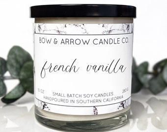 Soy Candle French Vanilla Scented | 10 oz Candle Jar | Vanilla Soy Candle | Soy Wax Candle | Eco Friendly Gift | Gifts Under 20 | Gift Idea