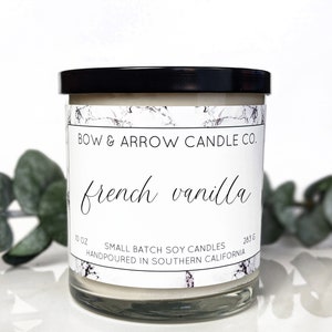 Soy Candle French Vanilla Scented | 10 oz Candle Jar | Vanilla Soy Candle | Soy Wax Candle | Eco Friendly Gift | Gifts Under 20 | Gift Idea