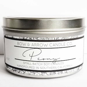 Peony Natural Soy Candle 8 oz | Eco-Friendly Candle | Soy Candles | Peony Scented Candle | Spring Candles | Gift Idea | Floral Scented