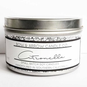 Citronella Natural Soy Candle 8 oz | Eco-Friendly Candle | Soy Candles | Citronella Scented Candle | Candles | Citrus Candles | Gift Idea