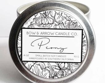 Peony Natural Soy Candle 4 oz | Eco-Friendly Candle | Soy Candle | Peony Scented Candle | Spring Candle | Gift Idea | Floral Candle