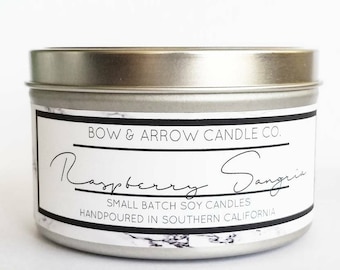 8 oz Natural Soy Candle Raspberry Sangria Scented | 8 oz Tin Candle | Fruity Soy Candle | Raspberry Candle| Scented Soy Candle | Soy Candles