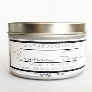 8 oz Natural Soy Candle Raspberry Sangria Scented | 8 oz Tin Candle | Fruity Soy Candle | Raspberry Candle| Scented Soy Candle | Soy Candles