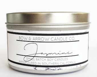 8 oz Natural Soy Candle Jasmine Scented | 8 oz Tin Candle | Jasmine Soy Candle | Jasmine Candle | Scented Soy Candle | Soy Candles | Floral