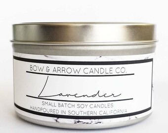 8 oz Natural Soy Candle Lavender Scented | 8 oz Tin Candle | Lavender Soy Candle | Lavender Candle | Scented Soy Candle | Soy Candles |
