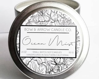 Ocean Mist Natural Soy Candle 4 oz / Vela Ecológica / Vela de Soya / Vela Perfumada de Mar / Vela de Primavera / Idea de Regalo / Vela Oceánica