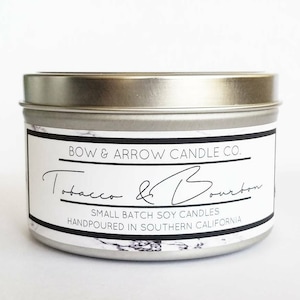 8 oz Natural Soy Candle Tobacco & Bourbon Scented | 8 oz Tin Candle | Tobacco Soy Candle | Scented Soy Candle | Soy Candles |Masculine Scent