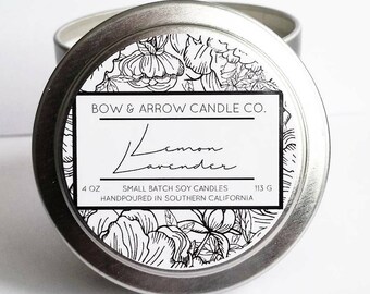 Lemon Lavender Natural Soy Candle 4 oz | Eco-Friendly Candle | Soy Candle | Lemon Scented Candle | Spring Candle | Gift Idea  Lavender Scent