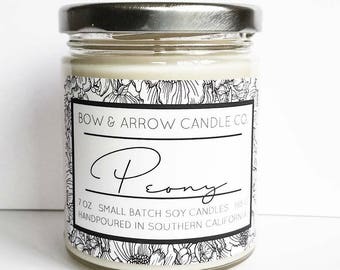 Peony Natural Soy Candle 7 oz | Eco-Friendly Candle | Soy Candle | Peony Candle | Spring Candle | Gift Idea | Floral Scented | Peony Flower