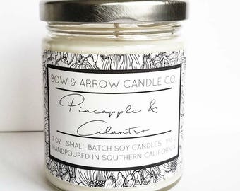 Pineapple Cilantro Natural Soy Candle 7 oz | Eco-Friendly Candle | Soy Candle | Pineapple Candle | Spring Candle | Gift Idea | Fruit Scented