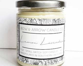 Lemon Lavender Natural Soy Candle 7 oz | Eco-Friendly Candle | Soy Candle | Lemon Candle | Spring Candle | Gift Idea | Lavender Scented