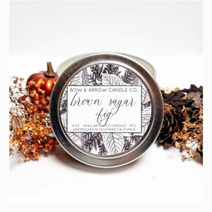 4 oz Natural Soy Candle Brown Sugar & Fig Scented | 4 oz Tin Candle | Fig Soy Candle | Fall Scents | Autumn Candle | Brown Sugar | Gift Idea