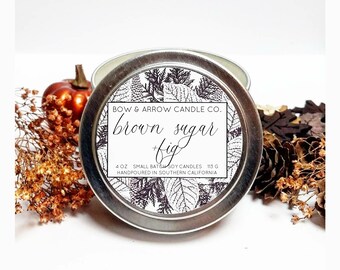 4 oz Natural Soy Candle Brown Sugar & Fig Scented | 4 oz Tin Candle | Fig Soy Candle | Fall Scents | Autumn Candle | Brown Sugar | Gift Idea
