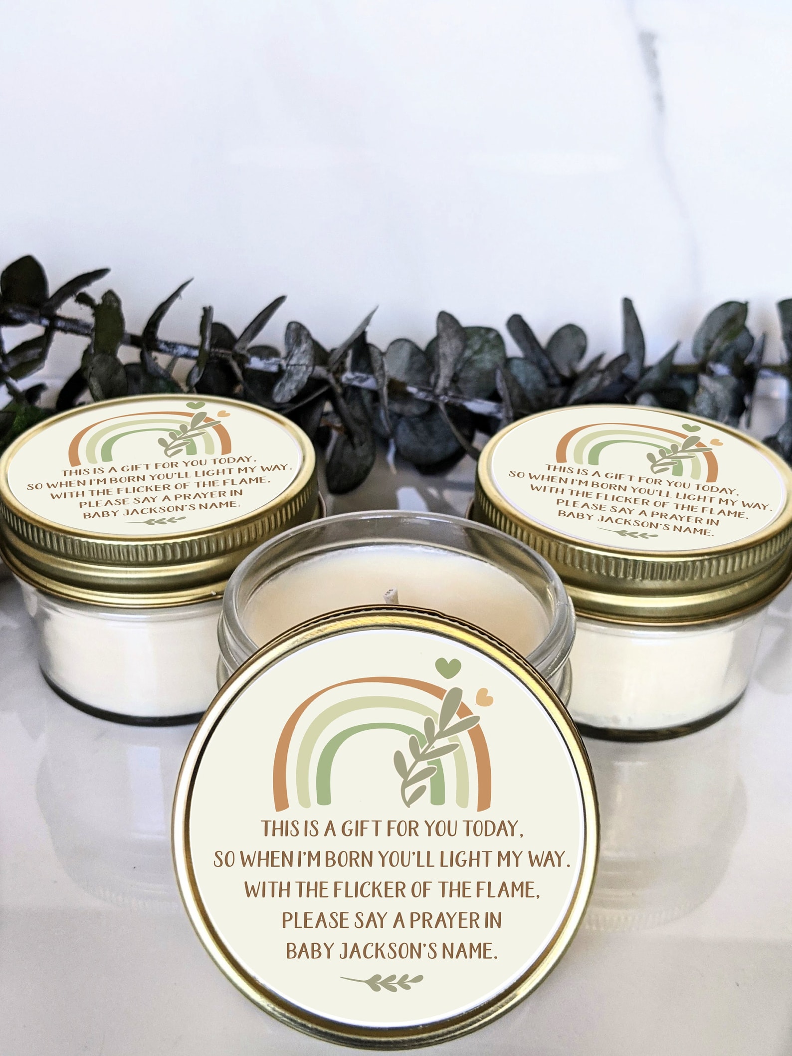 Bulk 25 Baby Shower Candle Favors Bohemian Rainbow Baby Etsy