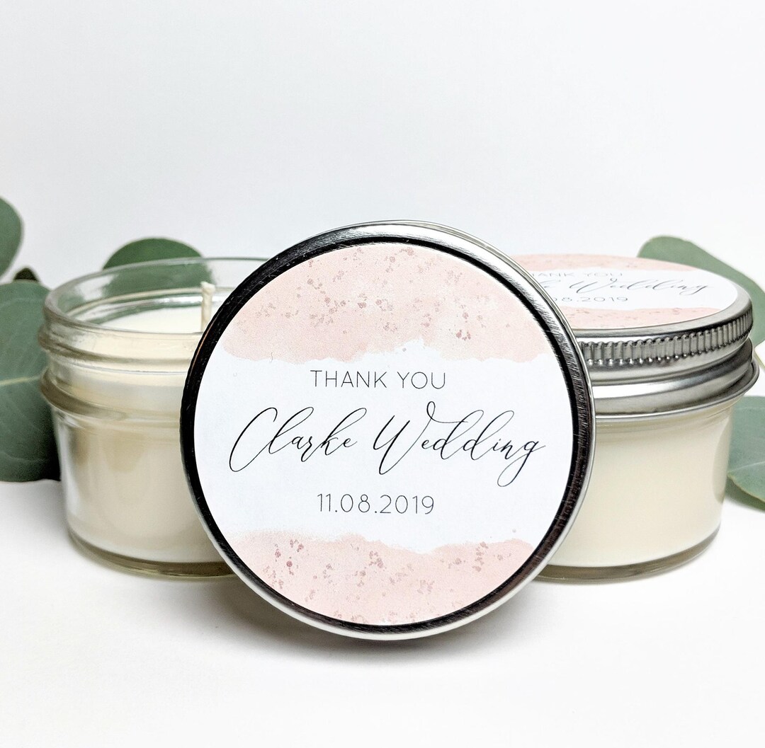 Custom Wedding Favor Candles | Blush Pink Wedding Personalized Favors ...