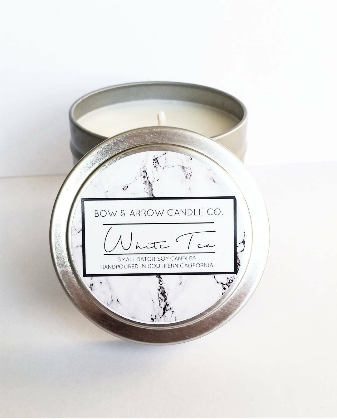 4 oz Natural Soy Candle White Tea Scented 4 oz Tin Candle Etsy