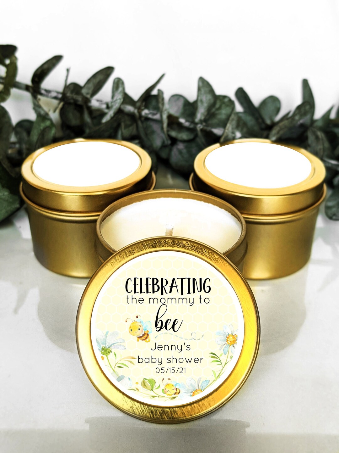 Set of 12 Mommy to Bee Baby Shower Favor Candles | Custom Baby Shower ...