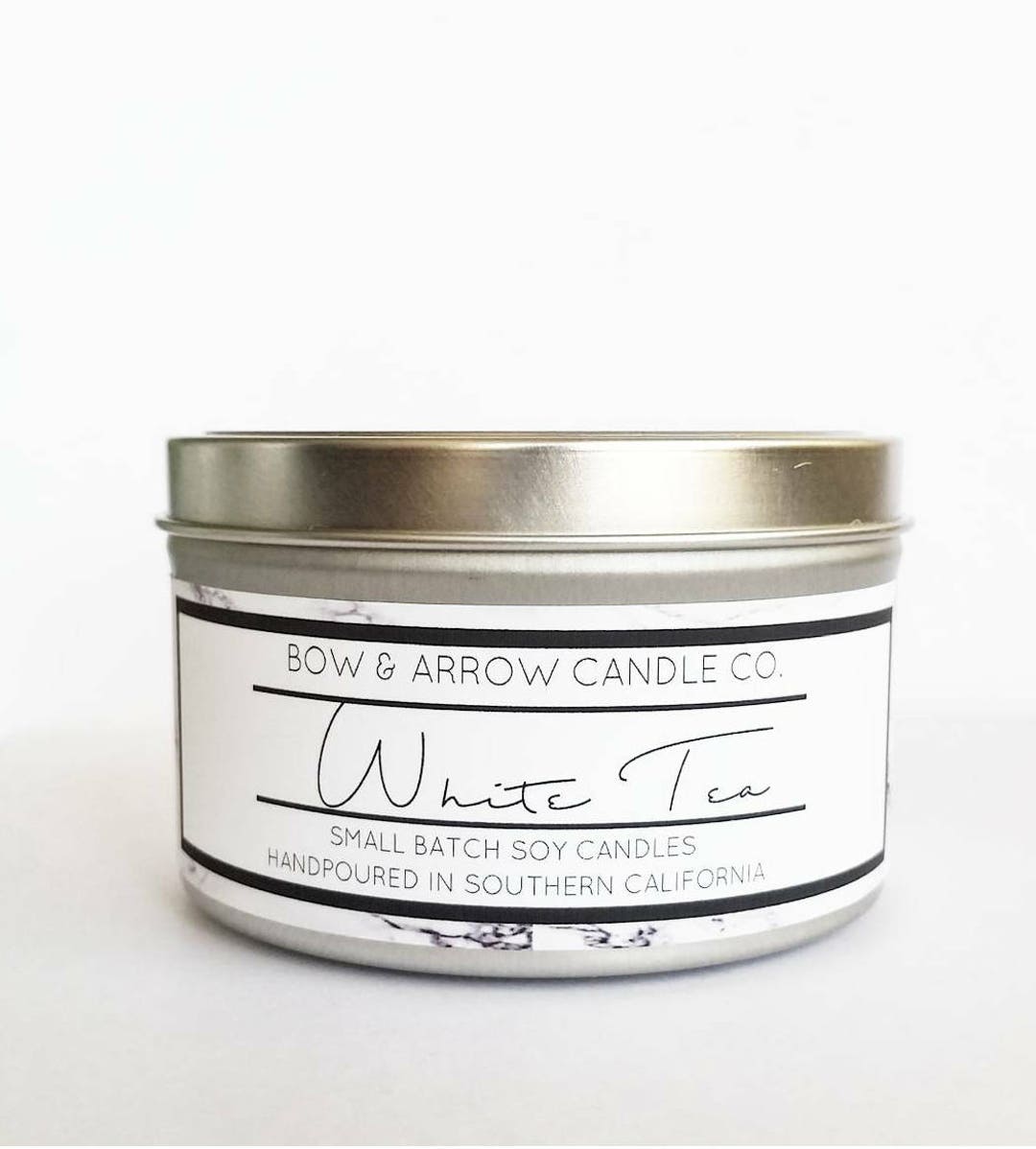 8 Oz Natural Soy Candle White Tea Scented 8 Oz Tin Candle Etsy