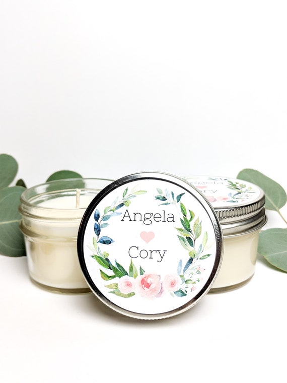 Bulk Customized Wedding Favor Candles Floral Wedding Favor Etsy