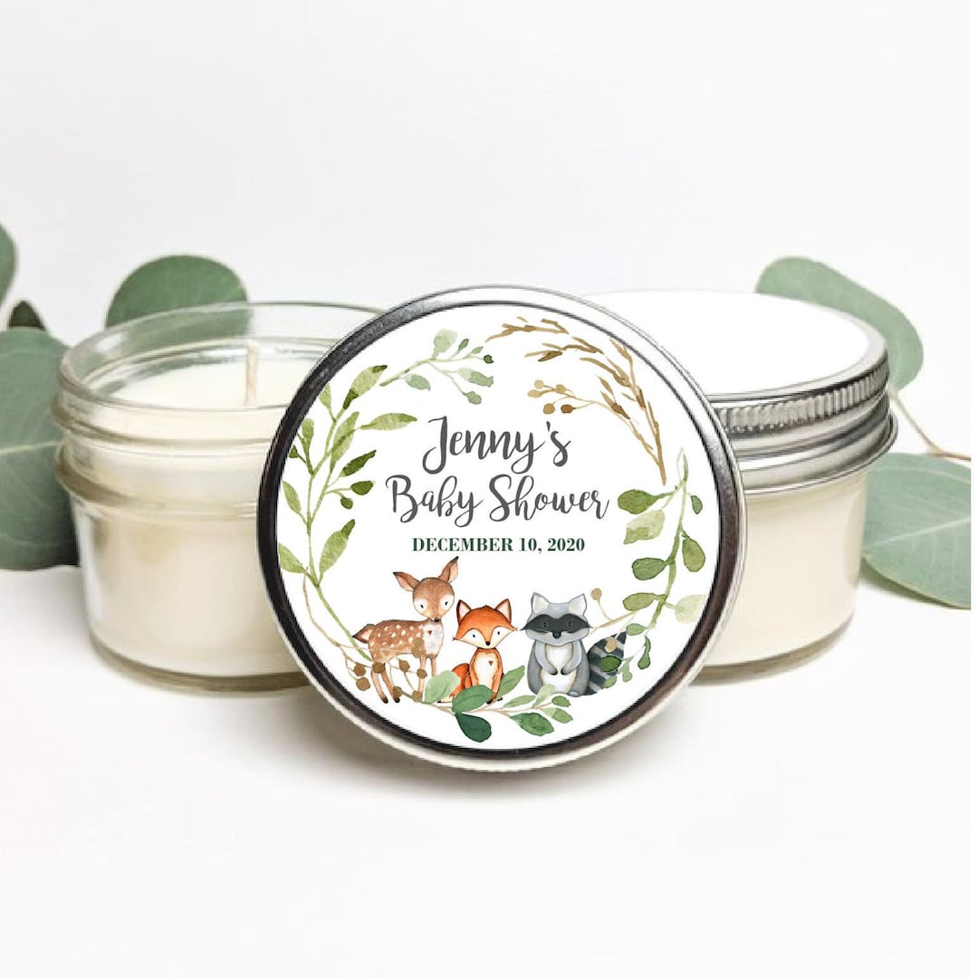 Set of Baby Shower Favor | Woodland Theme Rustic Candle Baby Shower ...