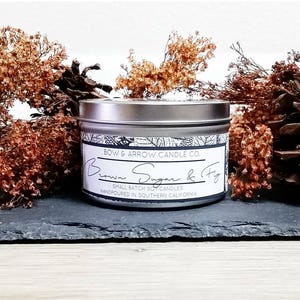 8 oz Natural Soy Candle Brown Sugar & Fig Scented | 8 oz Tin Candle | Fig Soy Candle | Autumn Candle | Scented Soy Candle | Soy Candle| Gift