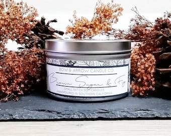 8 oz Natural Soy Candle Brown Sugar & Fig Scented | 8 oz Tin Candle | Fig Soy Candle | Autumn Candle | Scented Soy Candle | Soy Candle| Gift